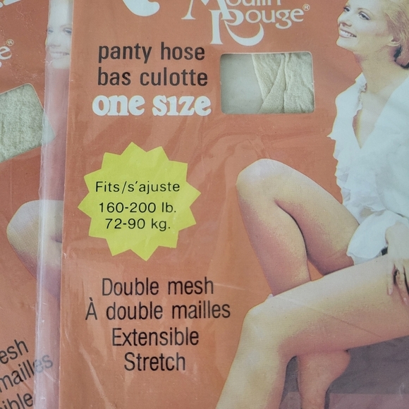 Vintage Queen Size Moulin Rouge Panty Hose - Ivory. 160-200 Lbs - Picture 3 of 8